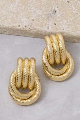 Gold Dipped Textured Layered Earrings