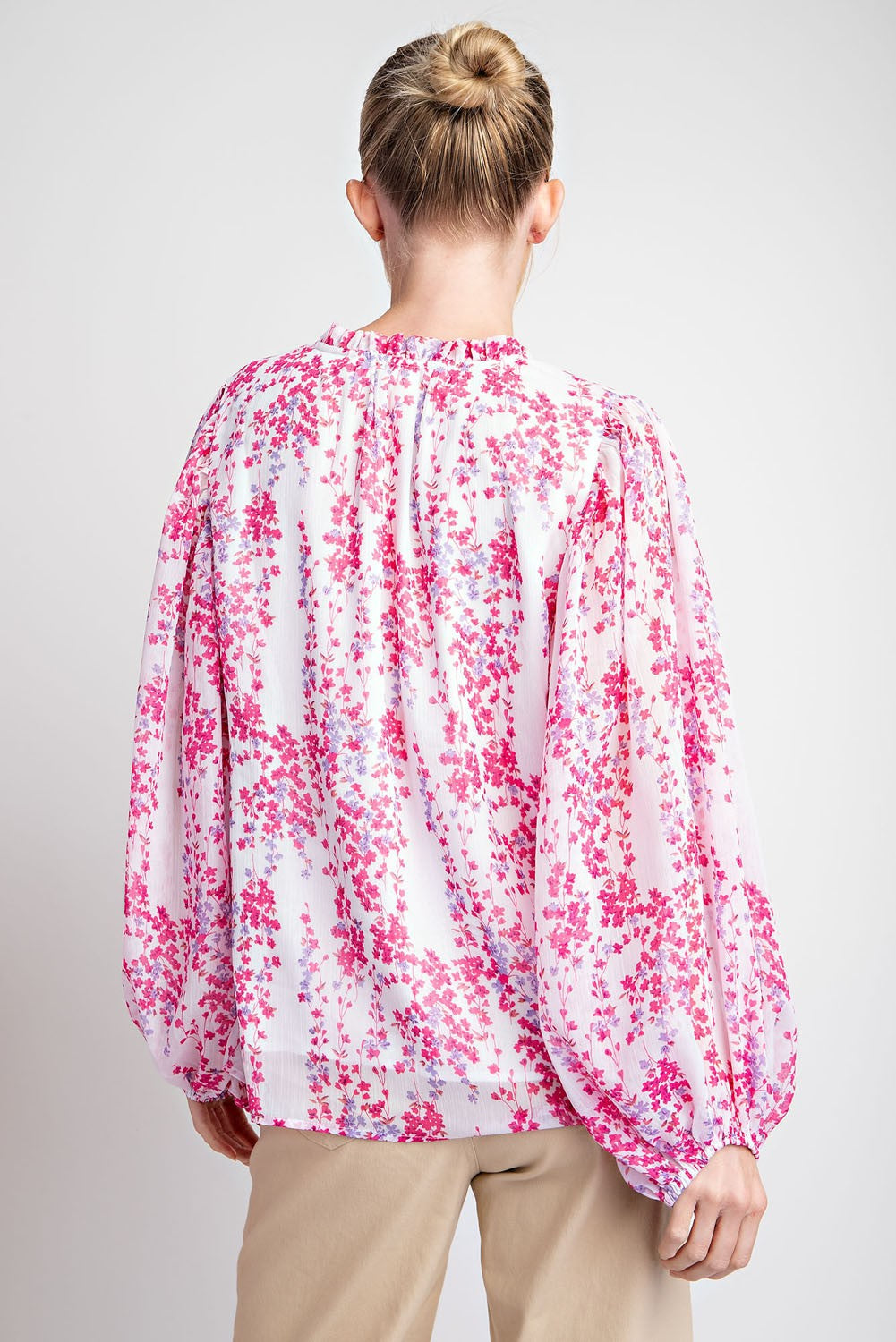 Floral Printed Bubble Sleeve Top