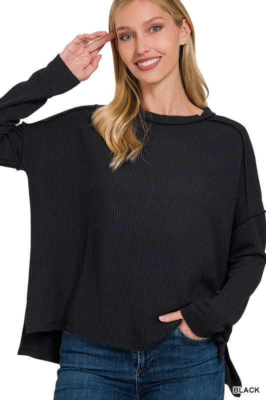 Black Corded Rib Top