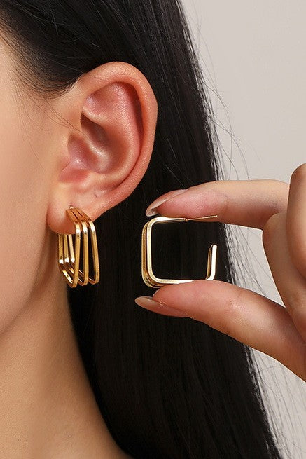 18k Stainless Steel Tarnish Free Square Hoops