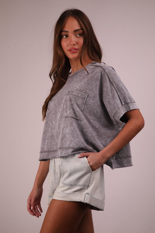 Mineral Washed Oversized Cropped Top