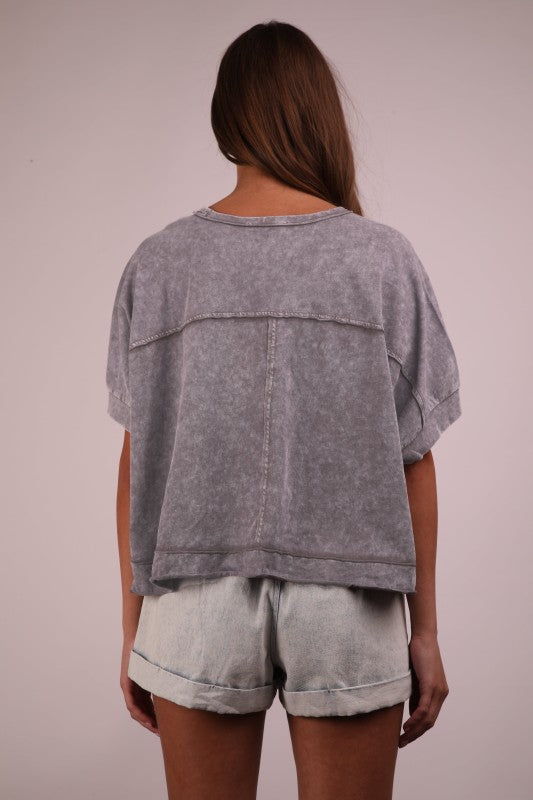 Mineral Washed Oversized Cropped Top