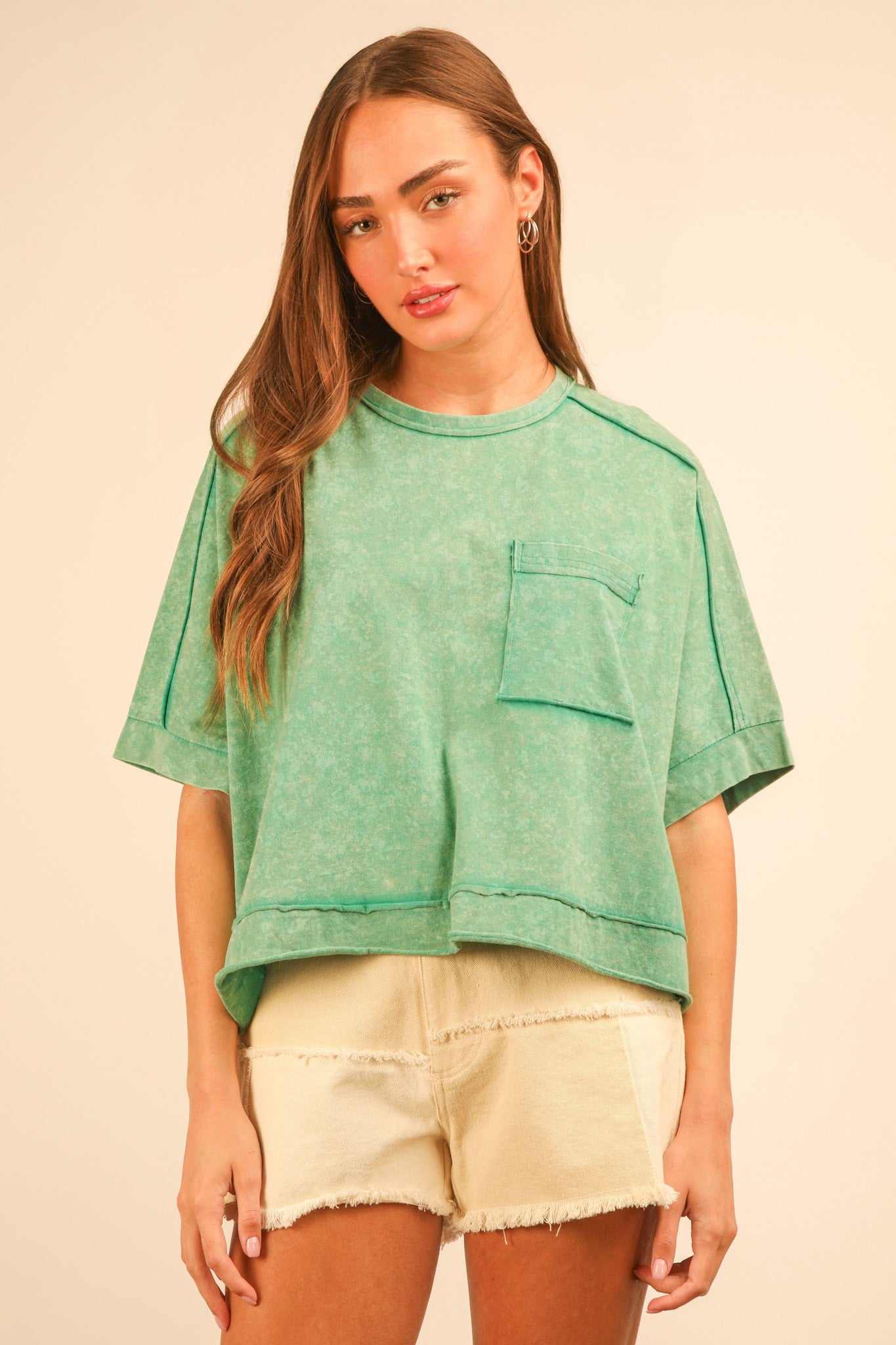 Mineral Washed Oversized Cropped Top