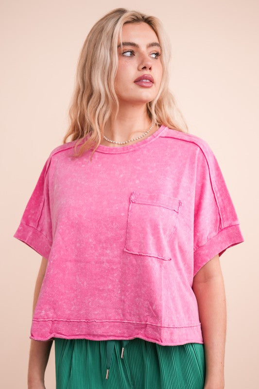 Mineral Washed Oversized Cropped Top