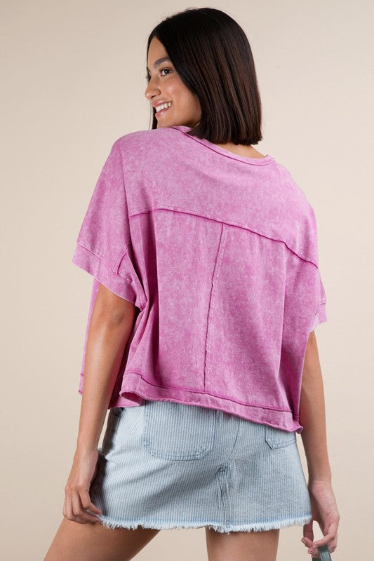 Mineral Washed Oversized Cropped Top
