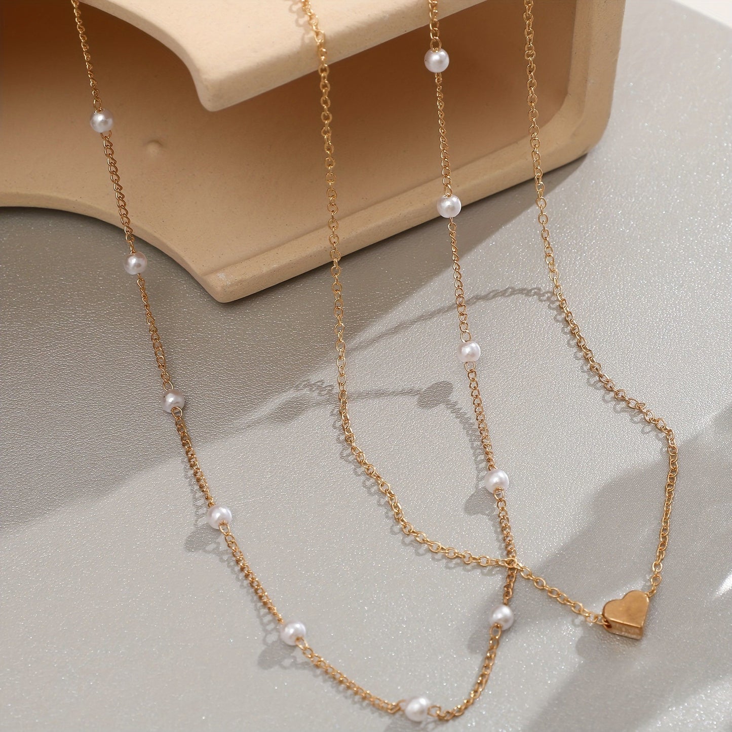 Heart and Pearls Layered Necklace
