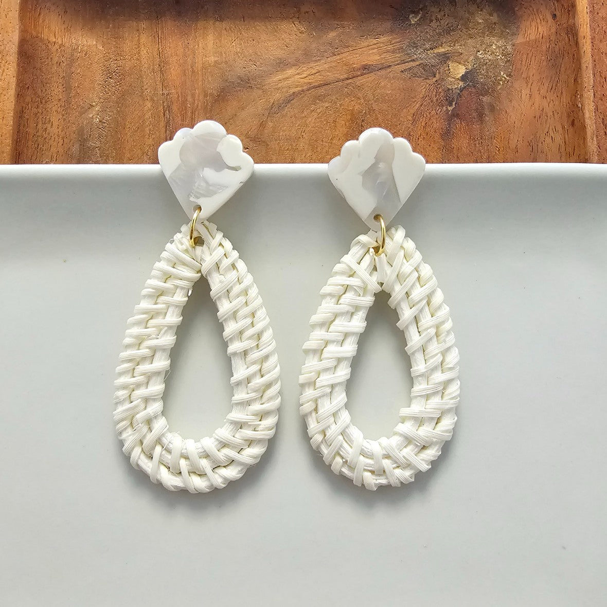 Malia Earrings - Light Rattan