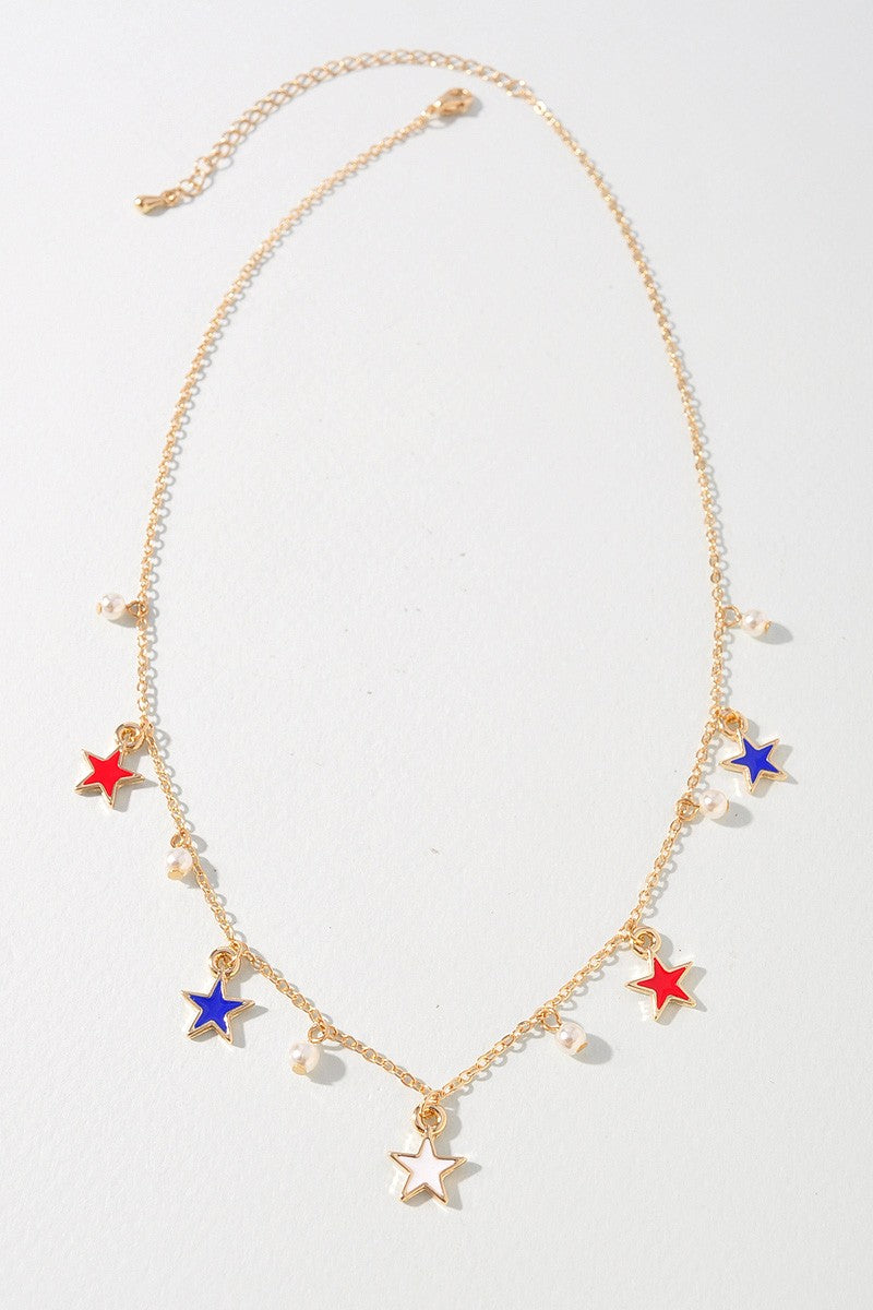 Red, White & Blue Star Charm Necklace