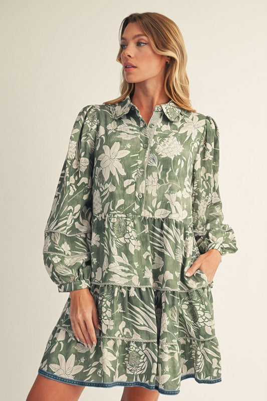 Loose Fit Tiered Floral Dress