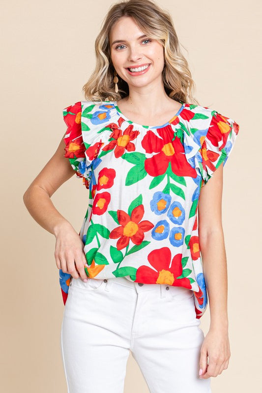 Flower Print Sleeveless Top