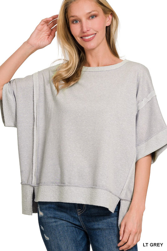Contrast Trim Top-Light Grey
