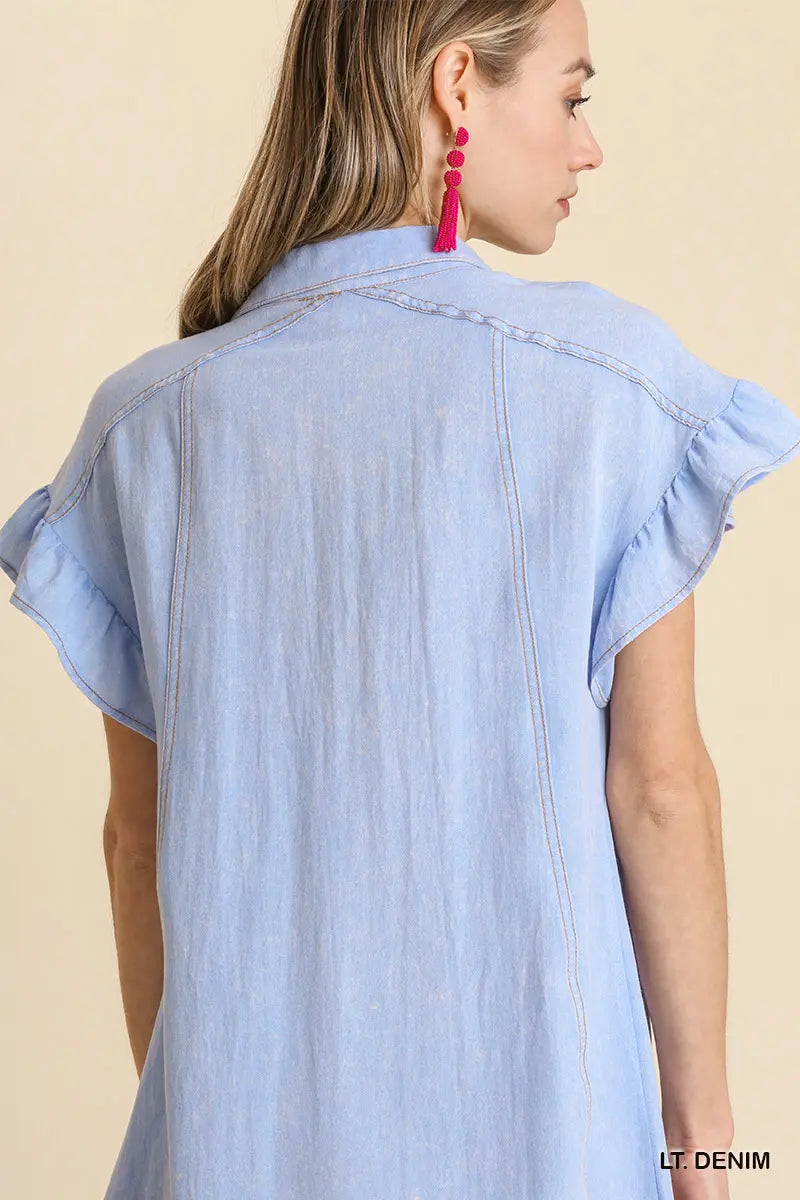 Ruffle Sleeve Basic Dress