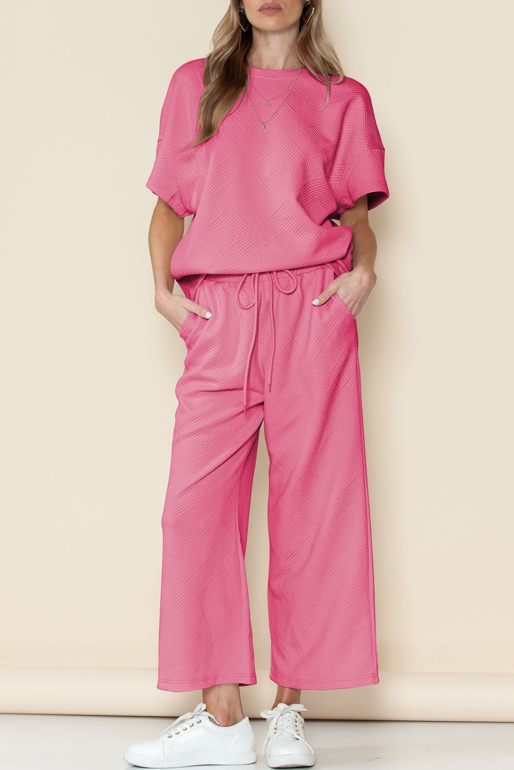 Solid Pink Textured Set