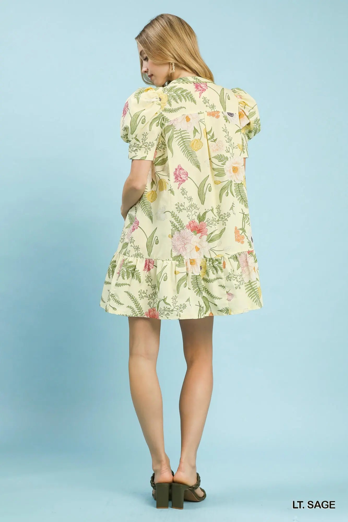 Puff Sleeve Floral Tiered Dress