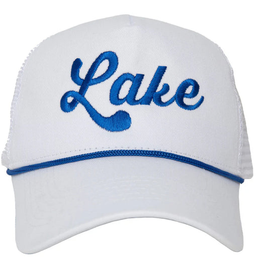 Lake Script Trucker Hat with Rope