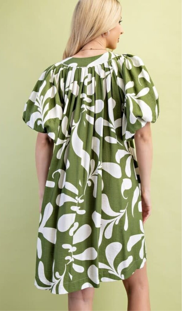Printed Slit Neck Mini Dress