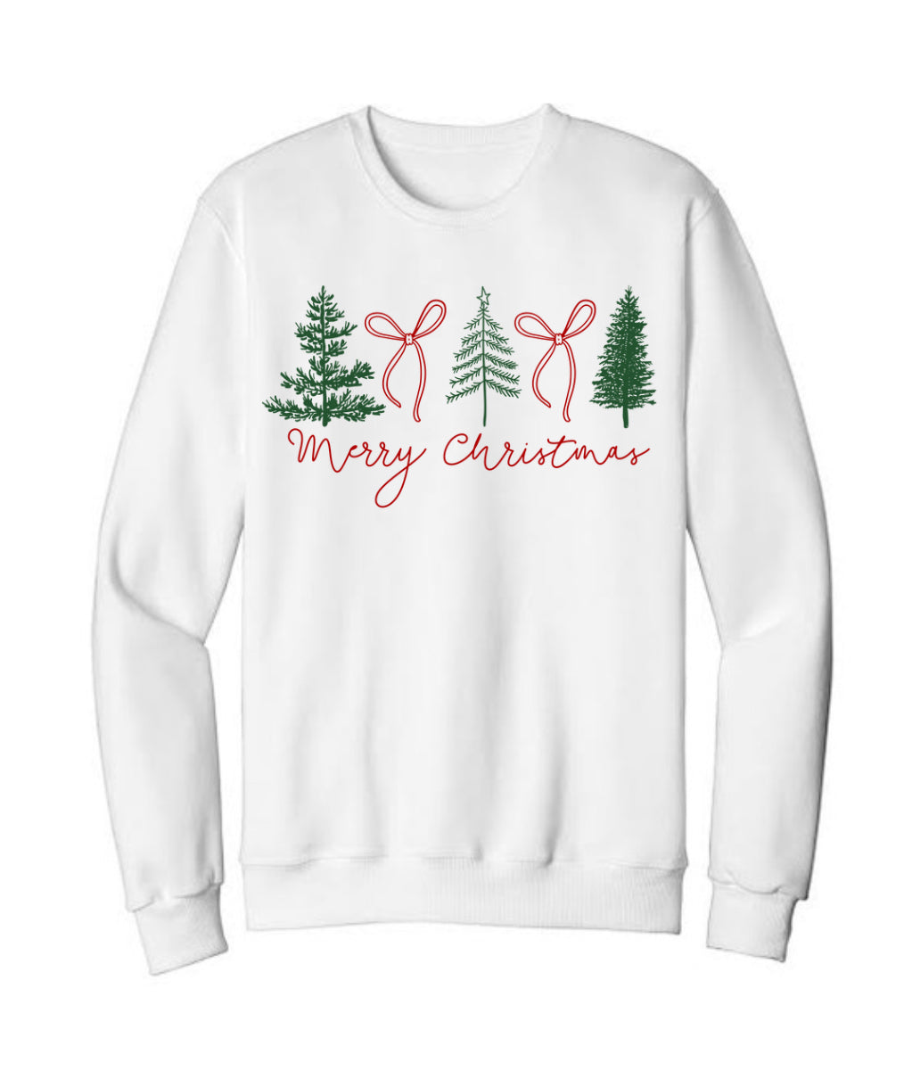 Merry Christmas Tree + Bow Sweatshirt