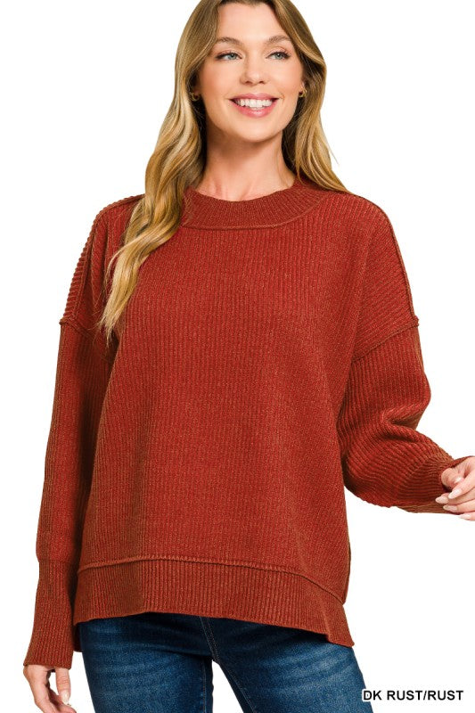 Two Tone Sweater-Dark Rust