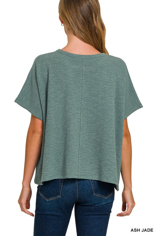Cotton Slub Oversized Top-Ash Jade