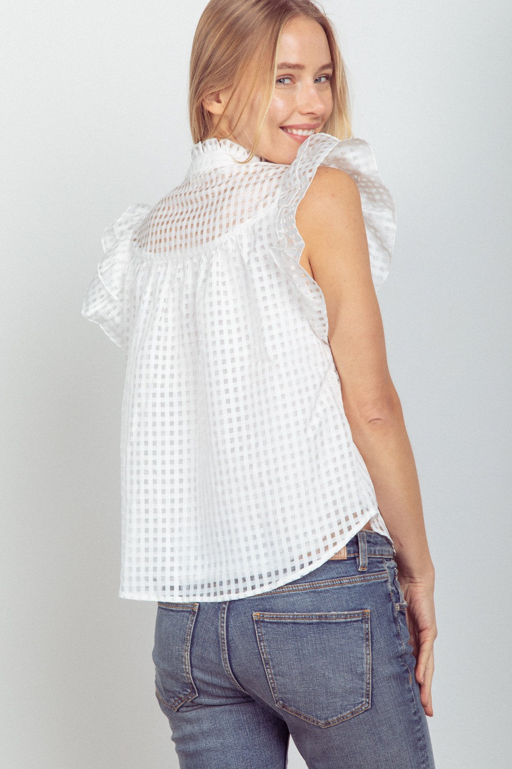White Checker Blouse