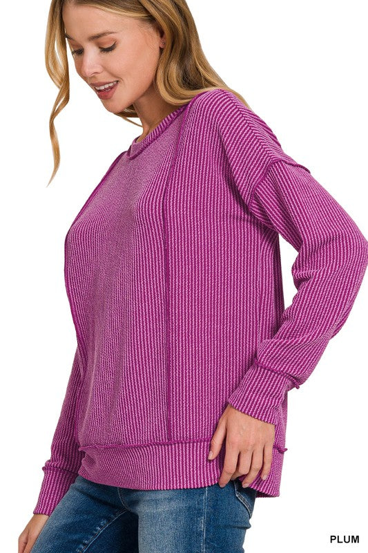 Plum Corded Rib Top