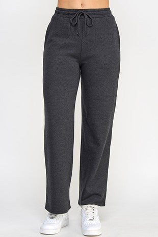 Fleece Straight Leg Pant-charcoal