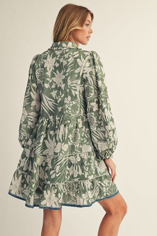 Loose Fit Tiered Floral Dress