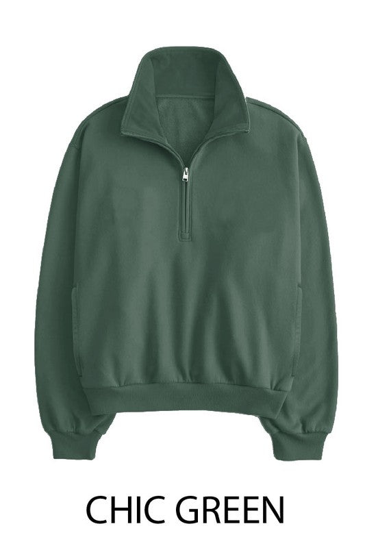 Quarter Zip Pullover-Chic Green