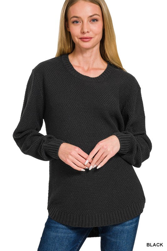 Solid Black Cozy Knit Sweater