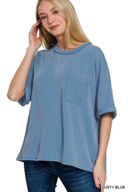Corded Rolled Sleeve Top