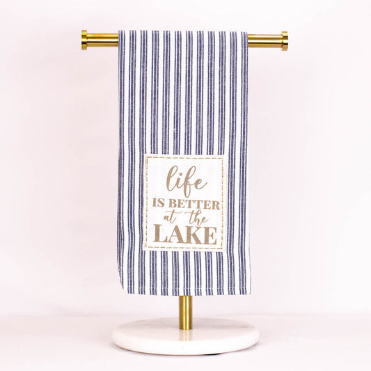 At The Lake Ticking Stripe Hand Towel