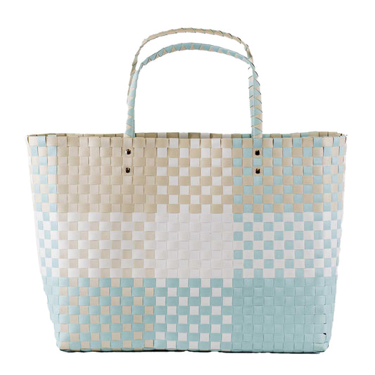 Sky Blue Woven Beach Tote