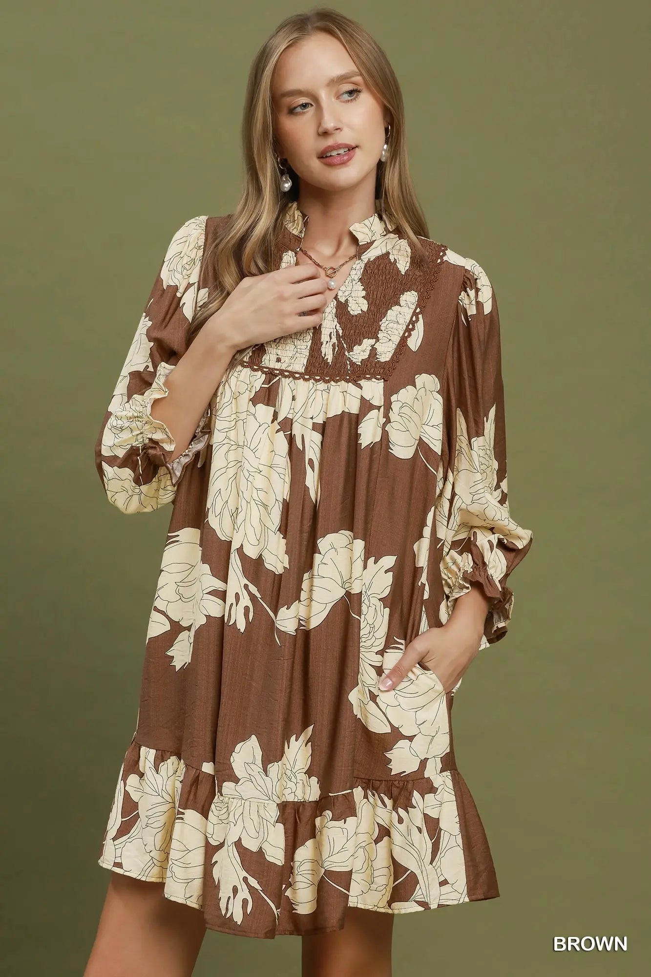 Floral Smocked Yoke Tiered Mini Dress