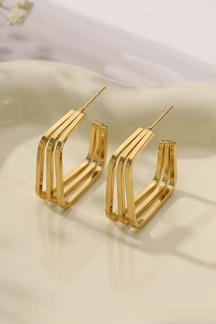 18k Stainless Steel Tarnish Free Square Hoops