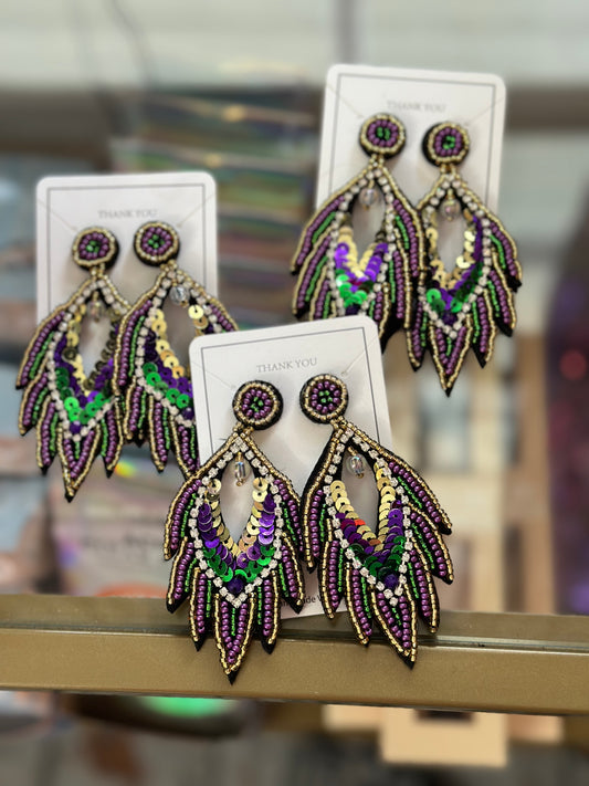 Mardi Gras sequin earrings