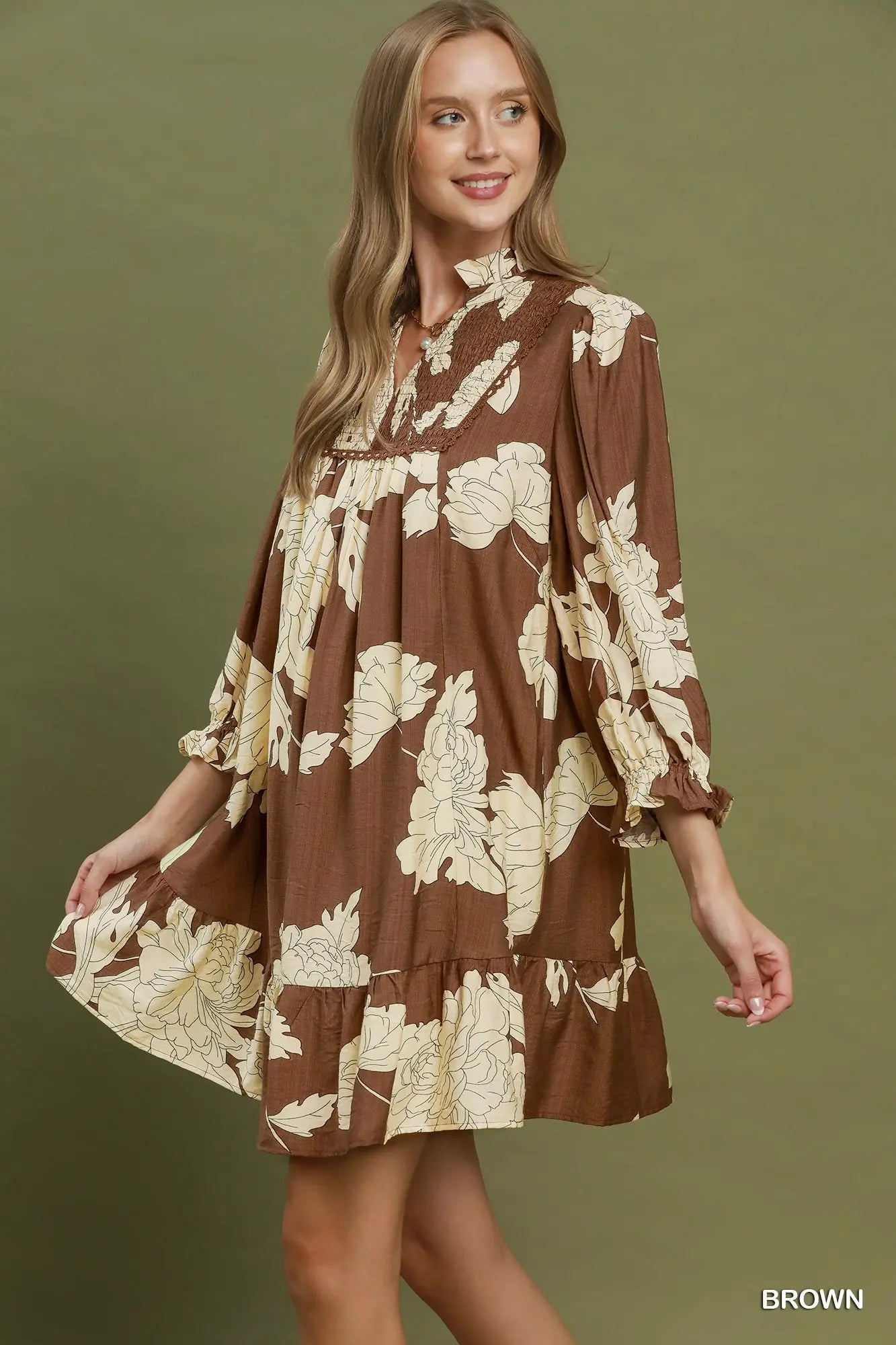 Floral Smocked Yoke Tiered Mini Dress