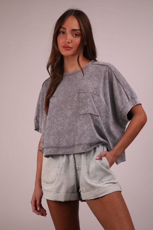 Mineral Washed Oversized Cropped Top