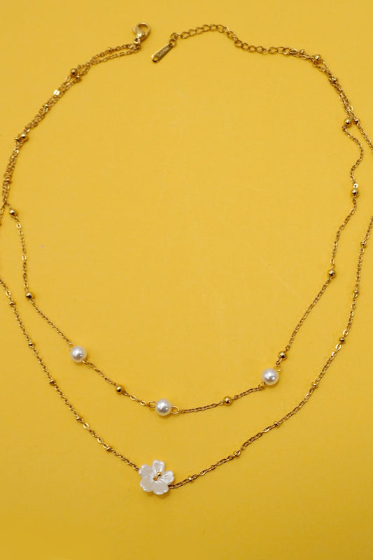 Pearl Flower Layered Necklace