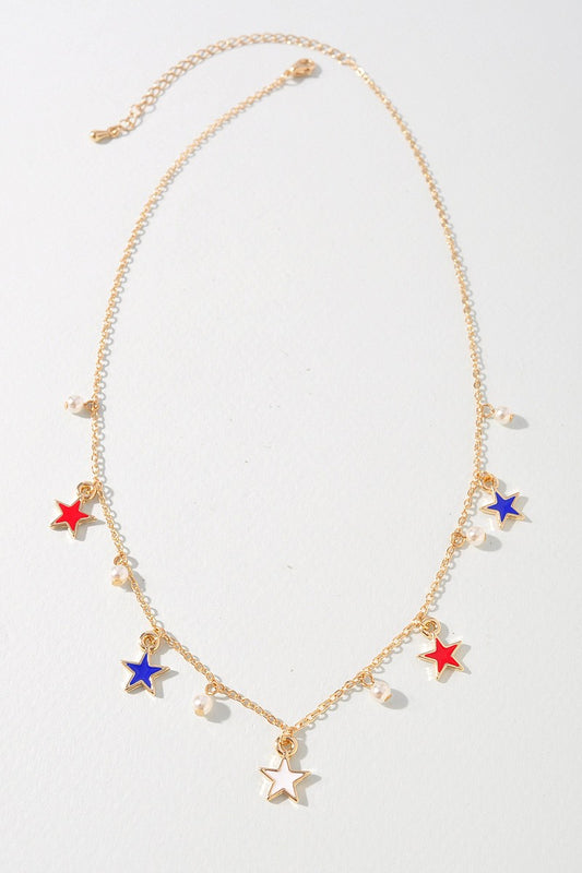 Red, White & Blue Star Charm Necklace