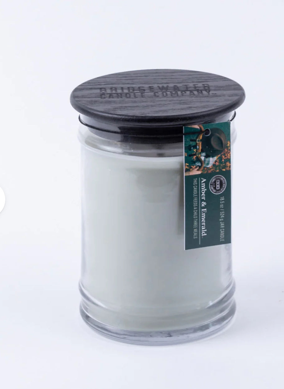 18oz Large Jar Candle-Amber & Emerald