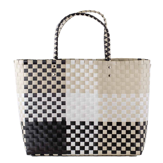 Black Heather Woven Beach Tote