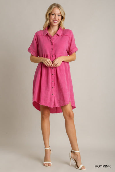 Mineral Wash Collar Dress