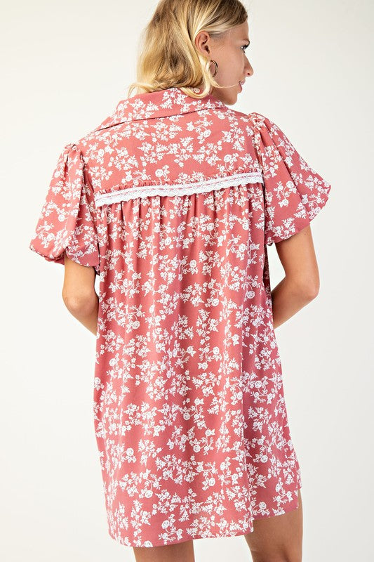 Floral Puff Sleeve Mini Dress