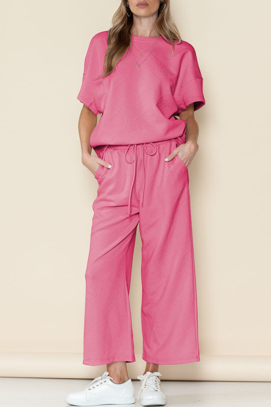 Solid Pink Textured Set