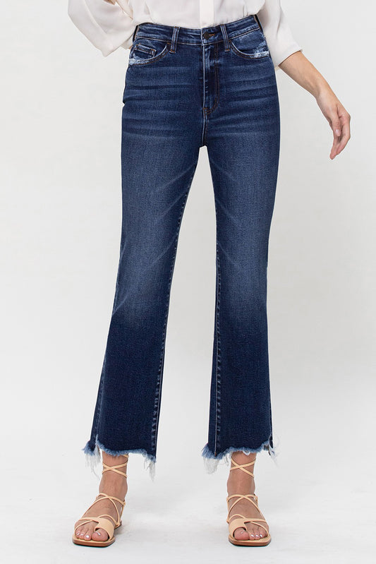 Vervet High Rise Ankle Flare-Dark Wash