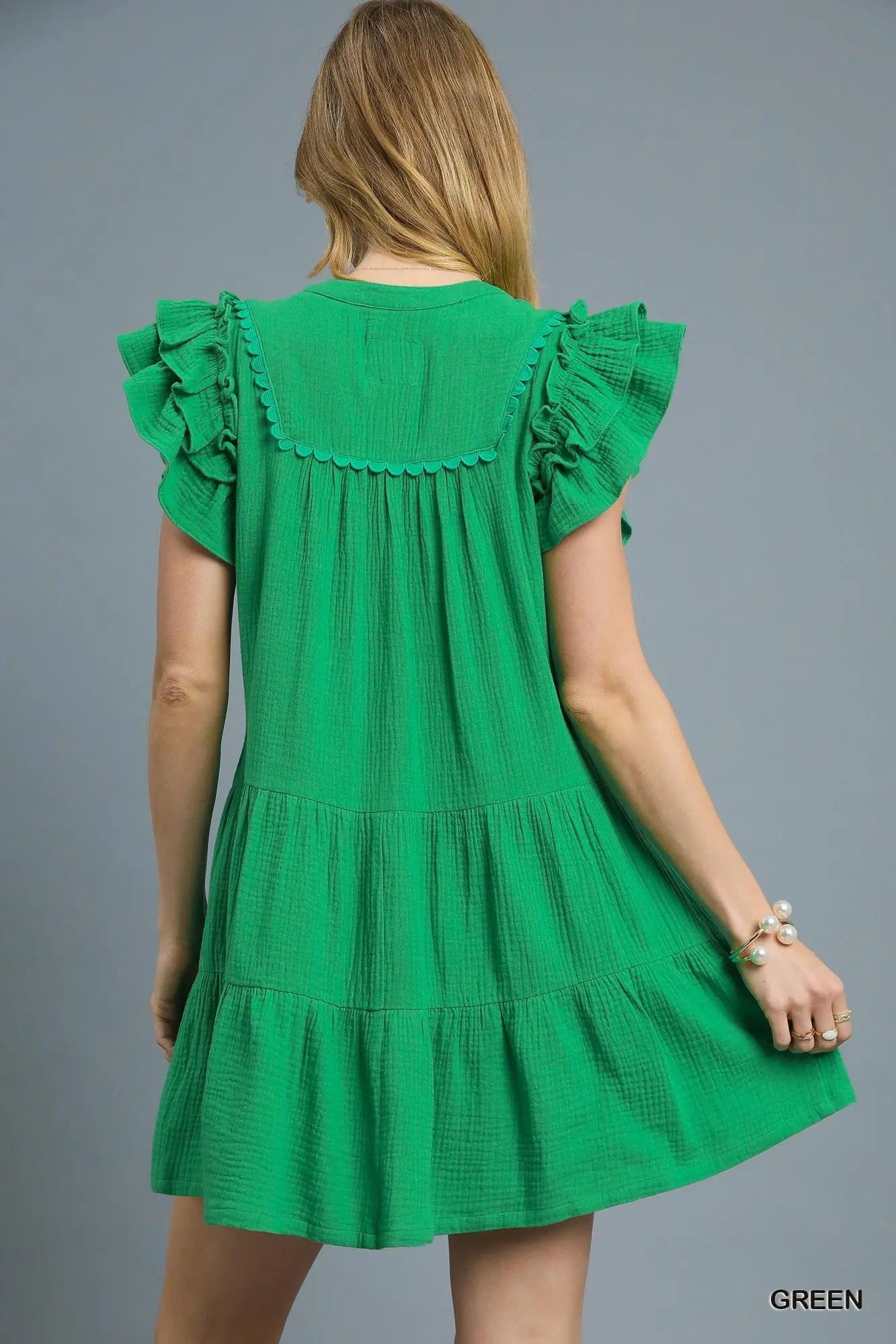 Textured Ruffle Babydoll Dress