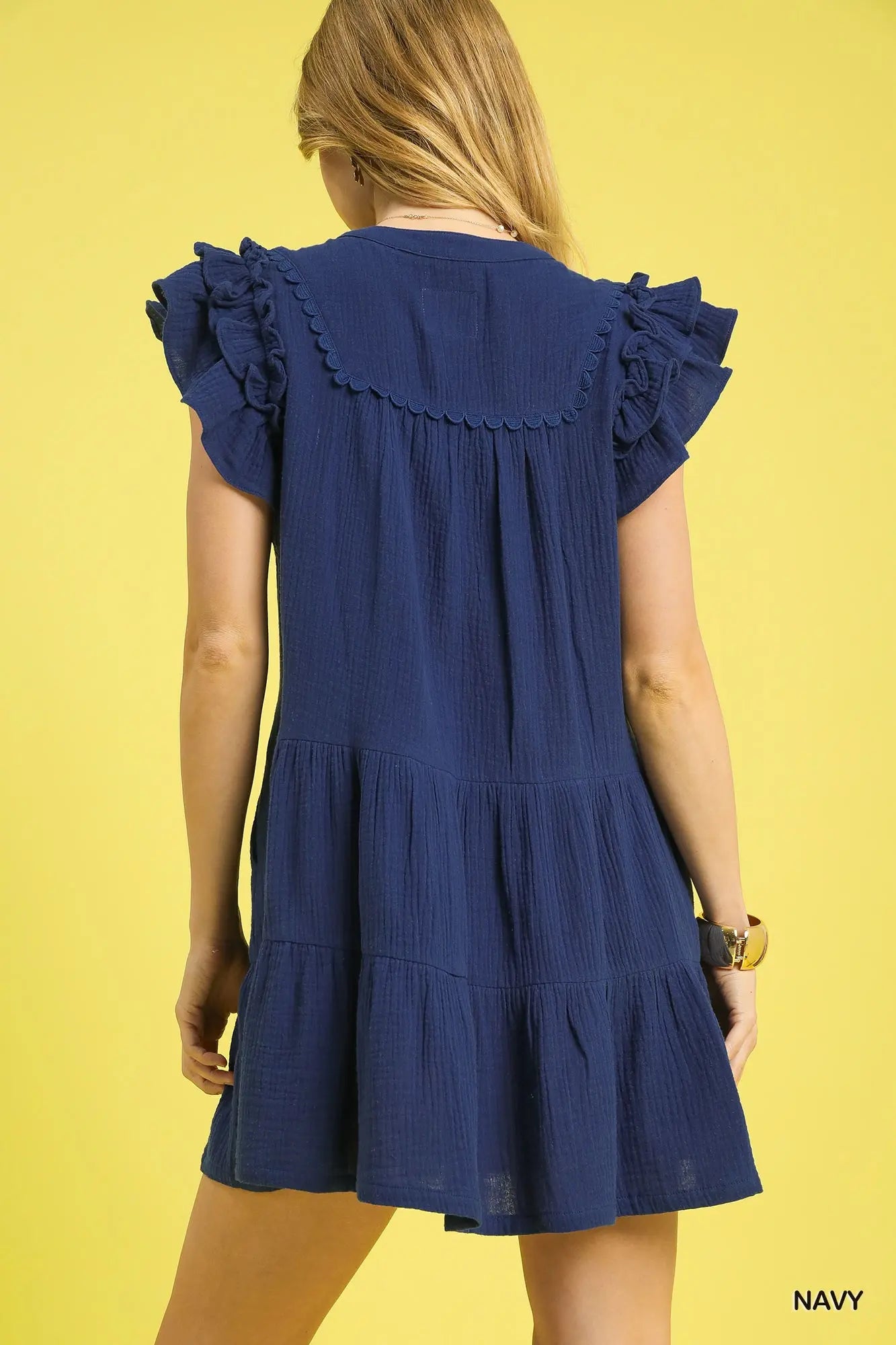 Textured Ruffle Babydoll Dress