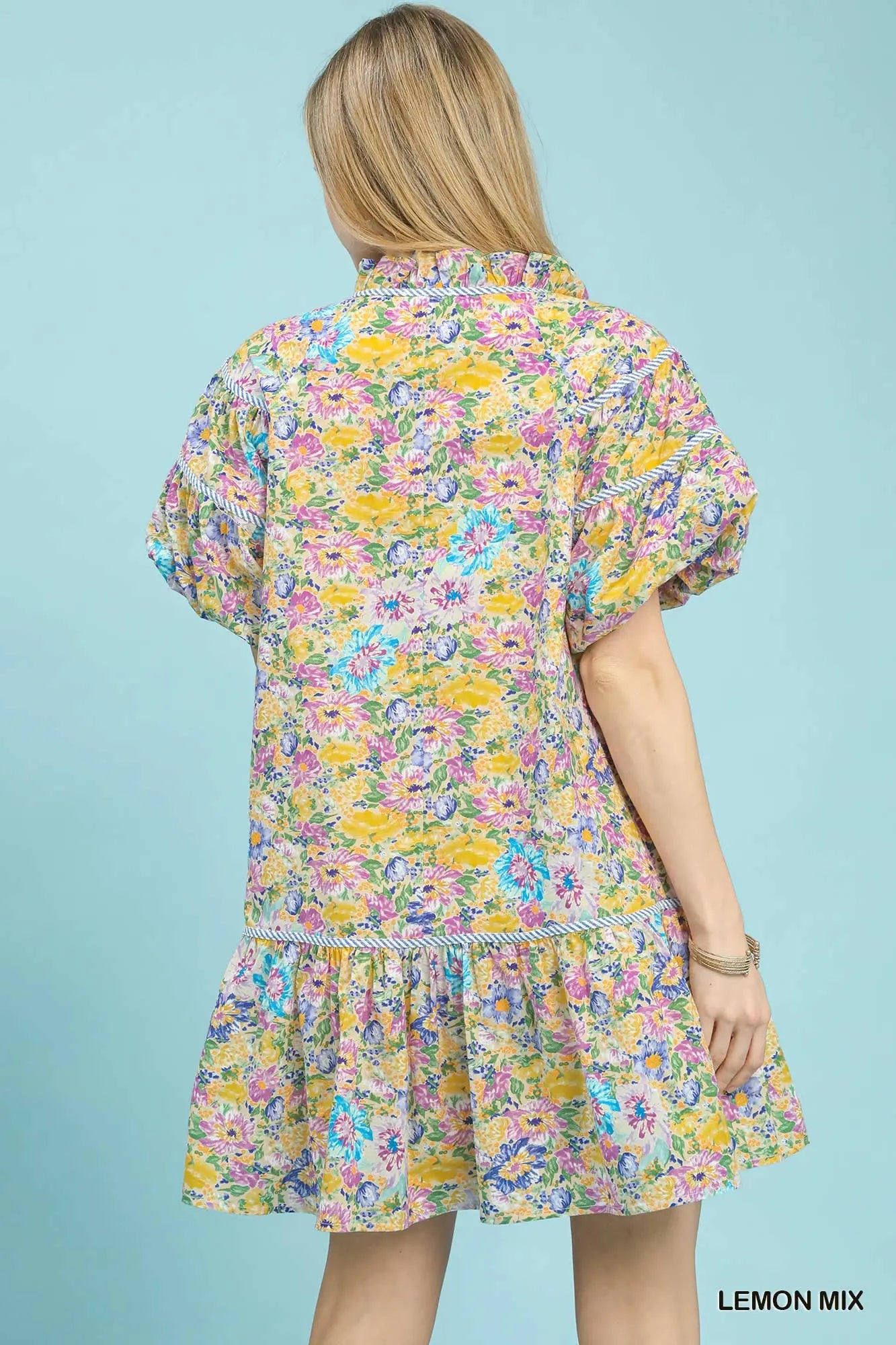 Mix Floral Ruffle Babydoll Dress