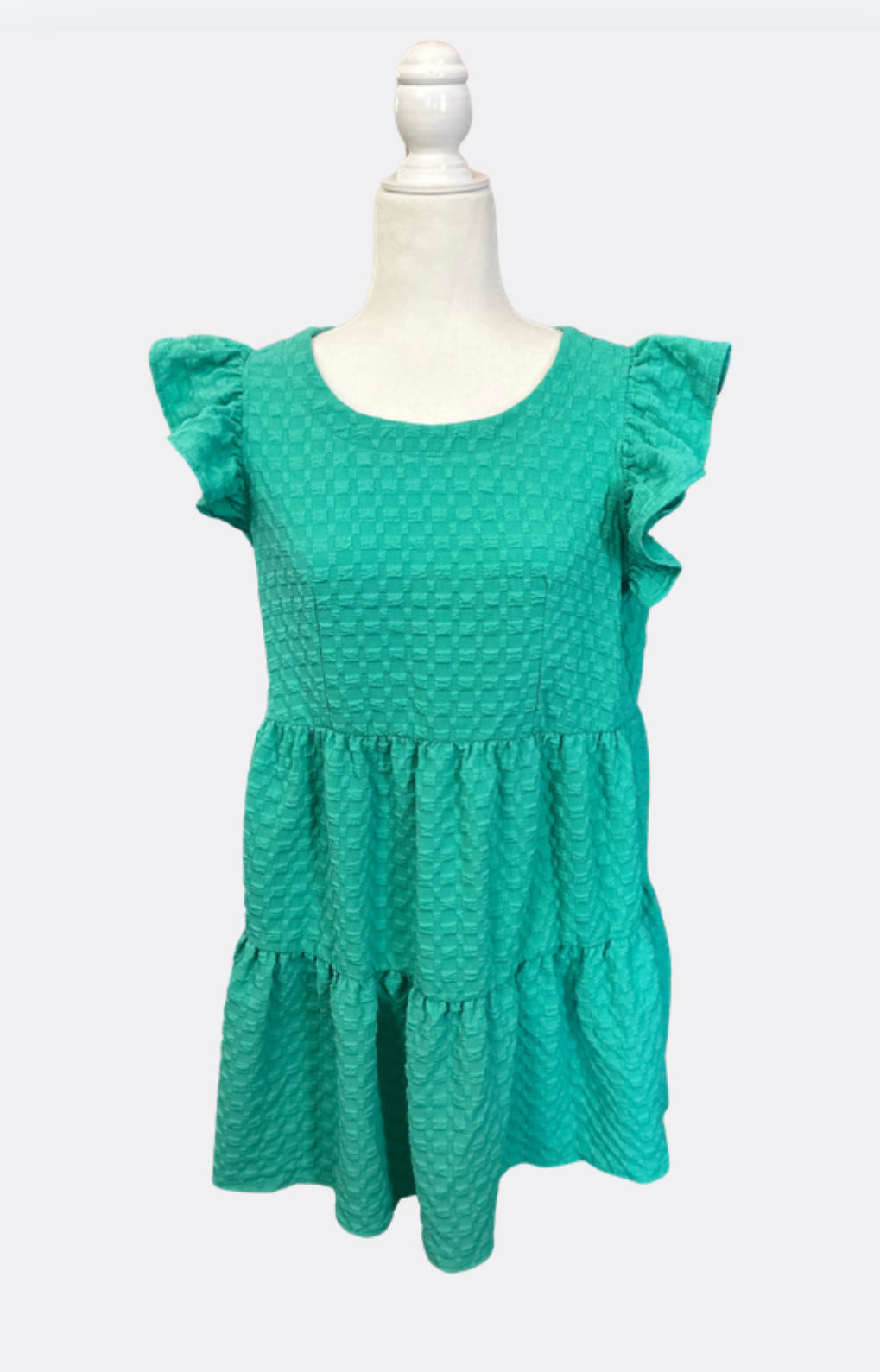 Emerald Round Neck Tiered A-Line Dress