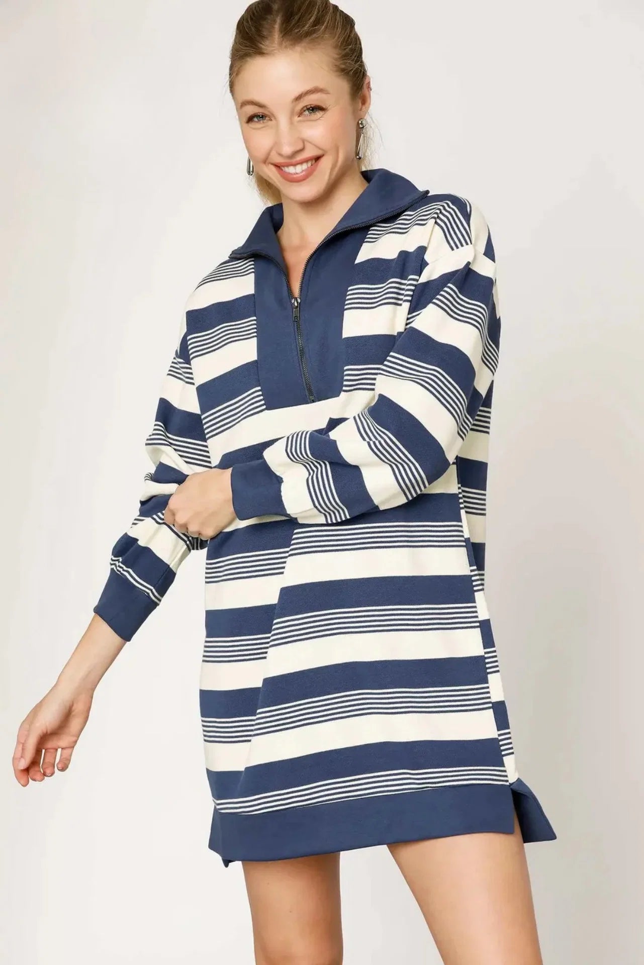 The Game Day Quarter-Zip Dress
